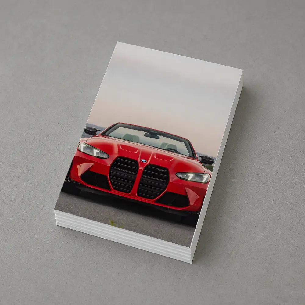 BMW M4 Convertible Red Front View Road – Postcards