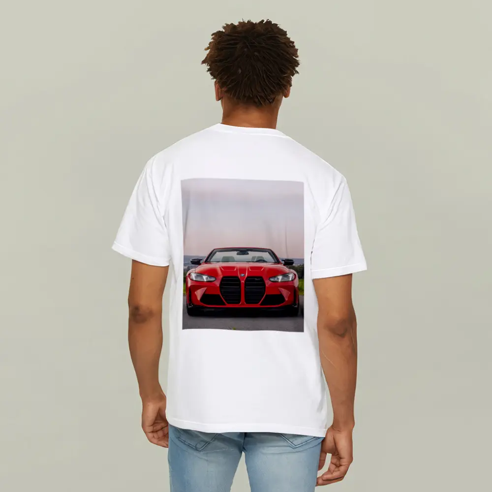 BMW M4 Convertible Red Front View Road – T-Shirts
