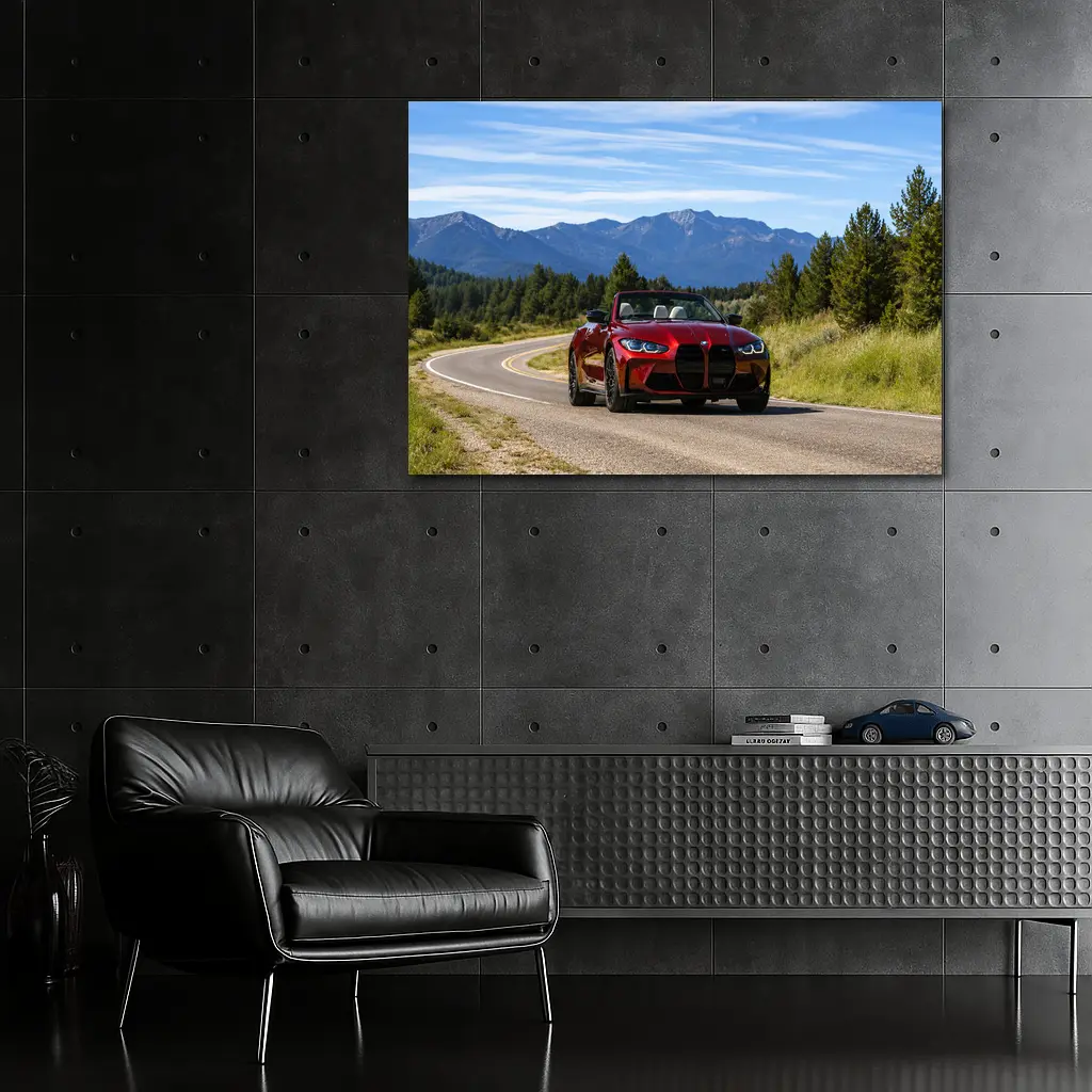 BMW M4 Convertible Red Mountain Road Drive – Wall Art