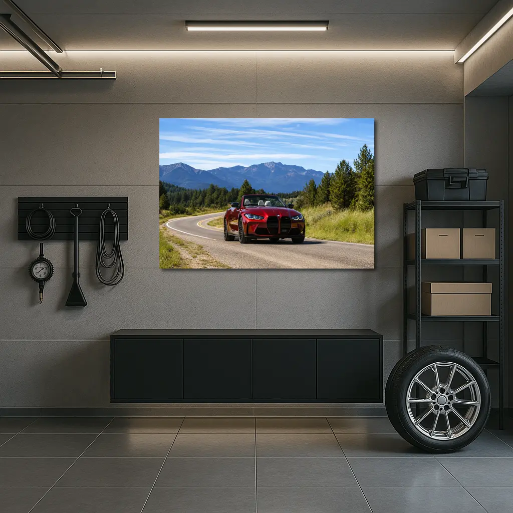 BMW M4 Convertible Red Mountain Road Drive – Wall Art