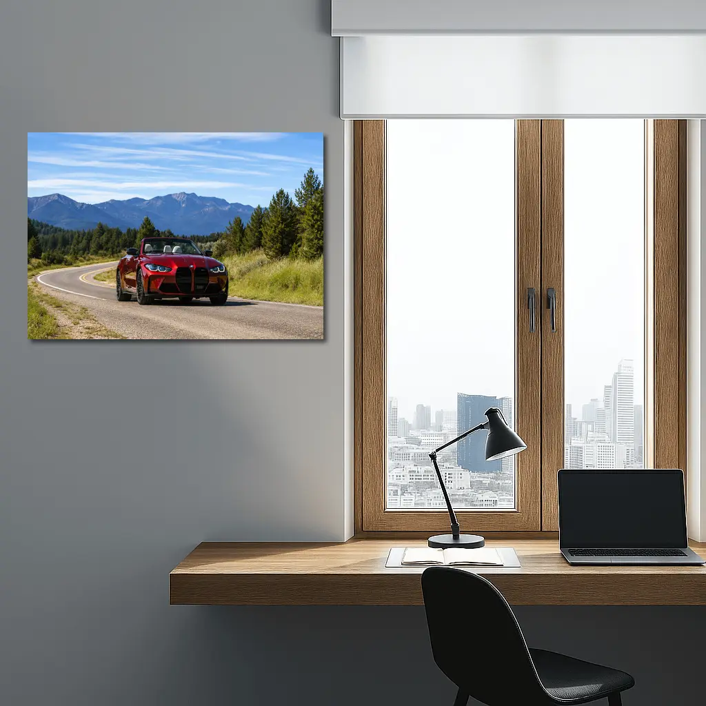 BMW M4 Convertible Red Mountain Road Drive – Wall Art