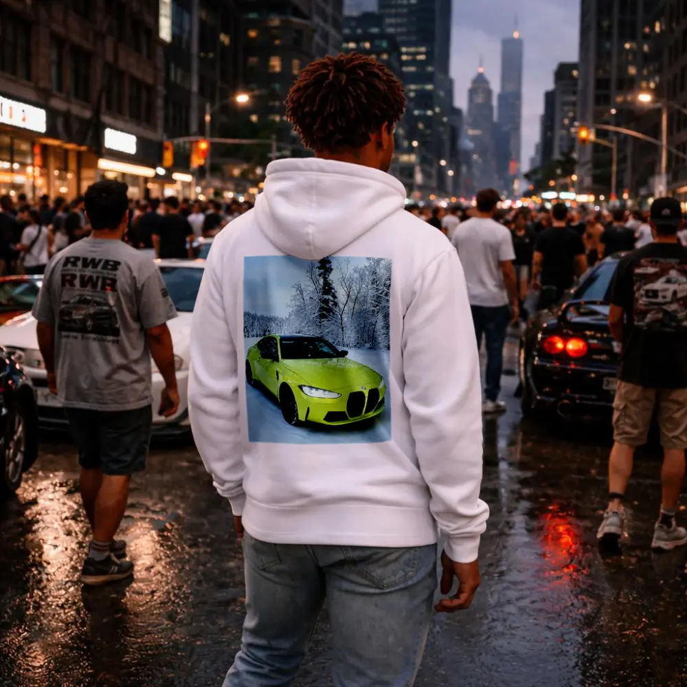 BMW M4 Lime Green Snow Winter Forest – Hoodies