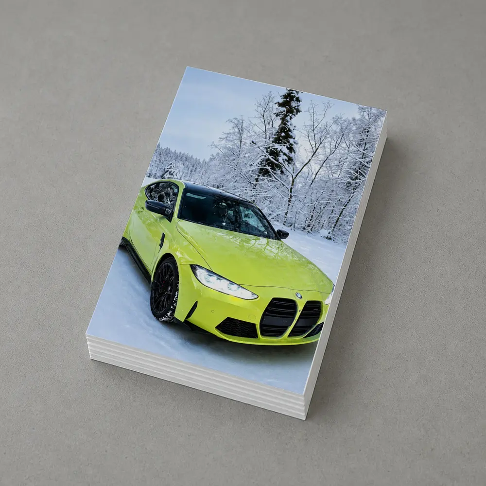 BMW M4 Lime Green Snow Winter Forest – Postcards