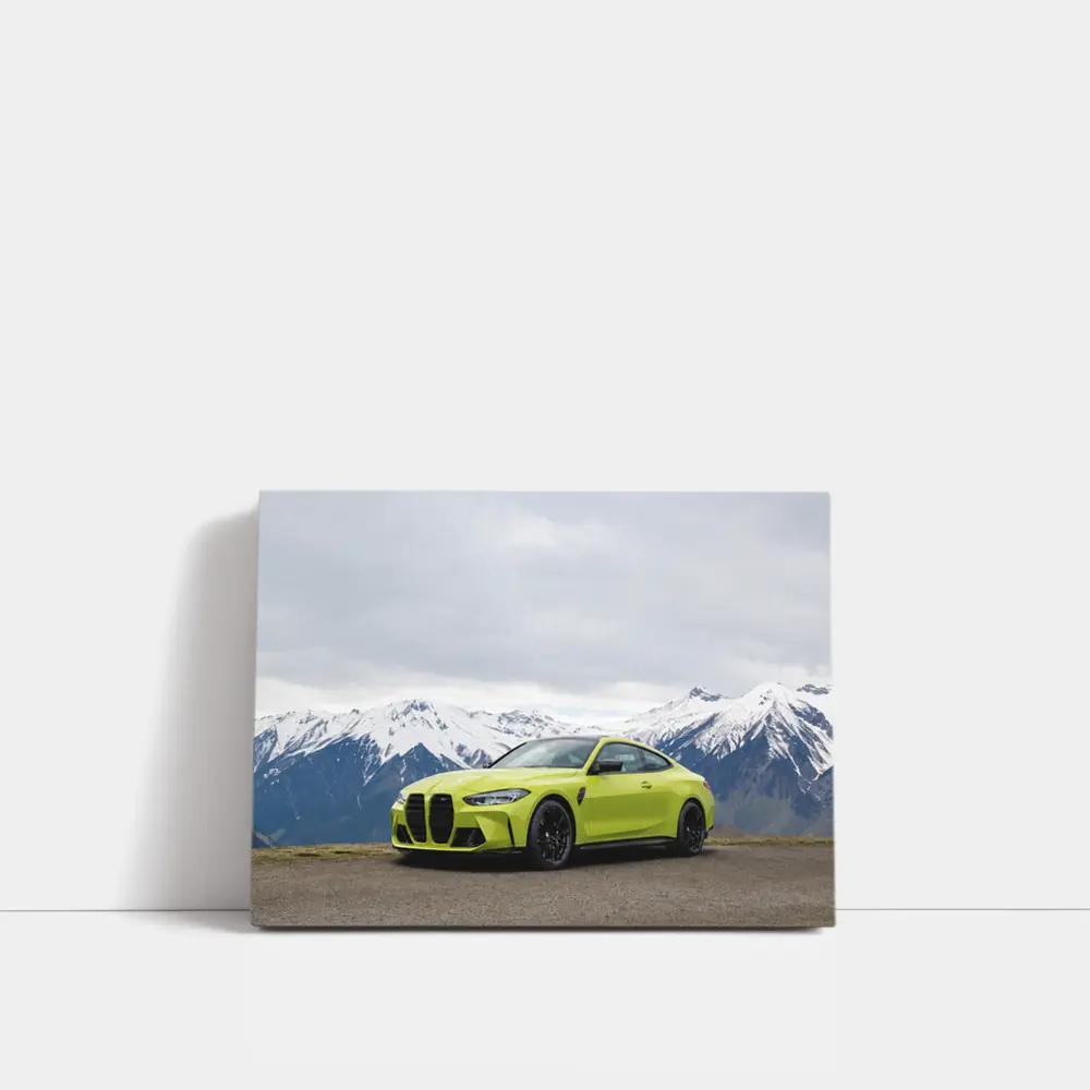 BMW M4 Coupe Green Alpine Mountain Background – Wall Art