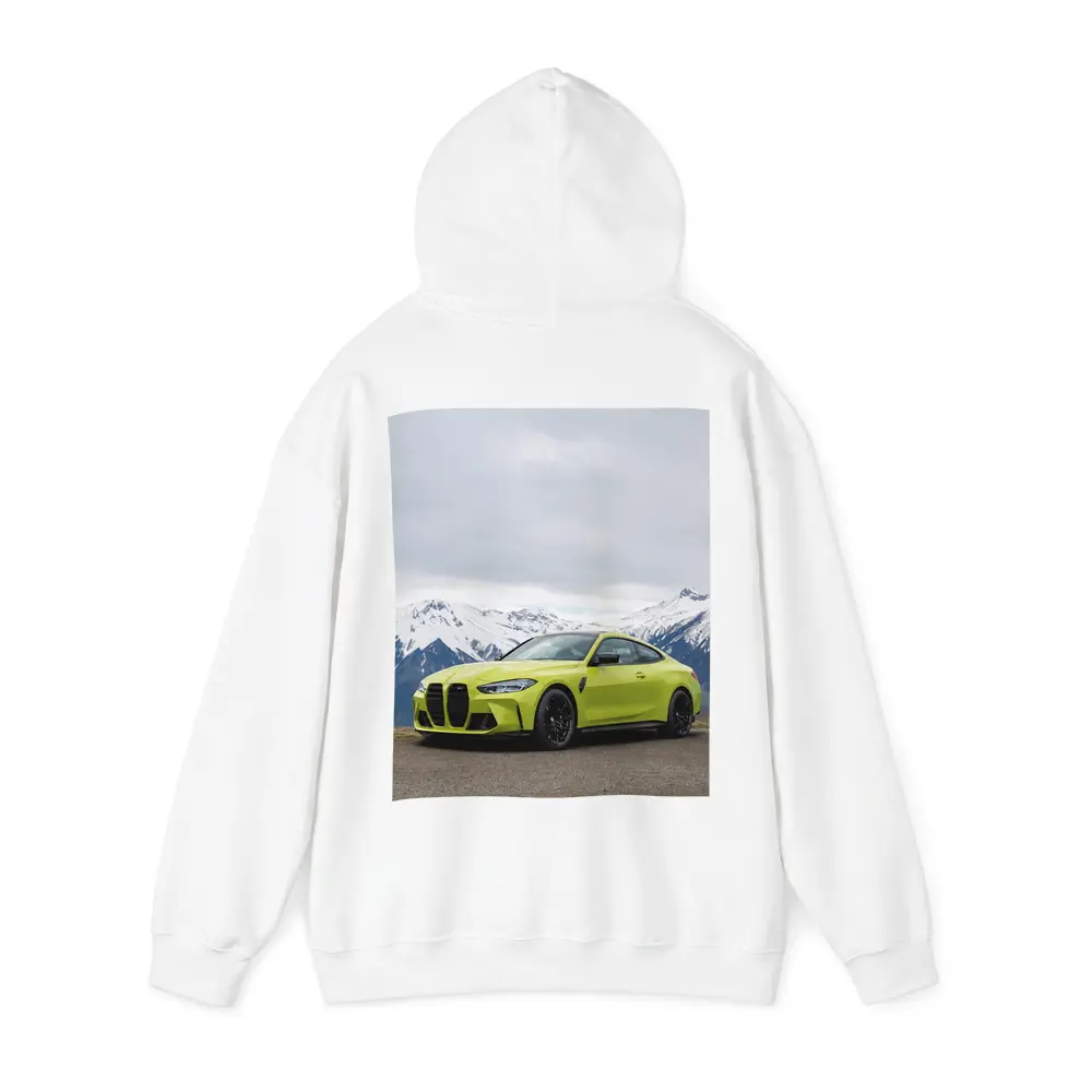 BMW M4 Coupe Green Alpine Mountain Background – Hoodies