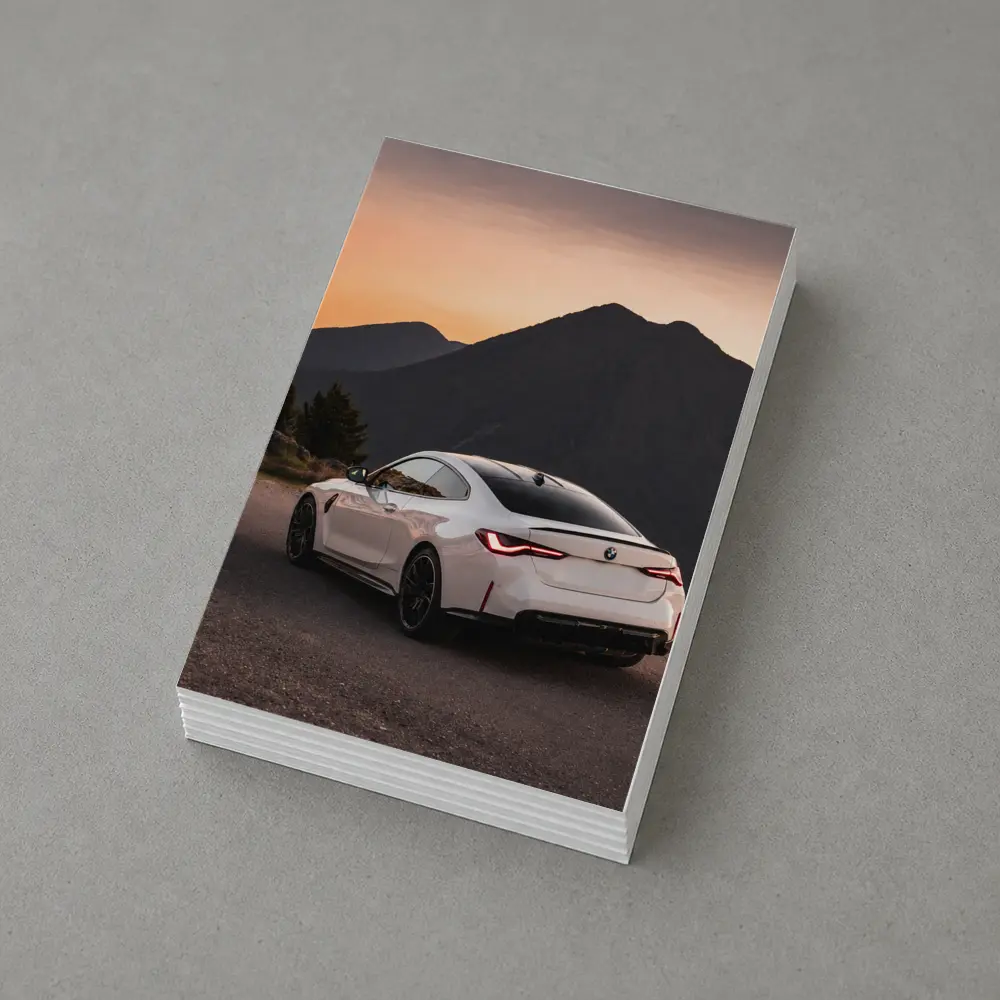 BMW M4 White Coupe Mountain Sunset View – Postcards