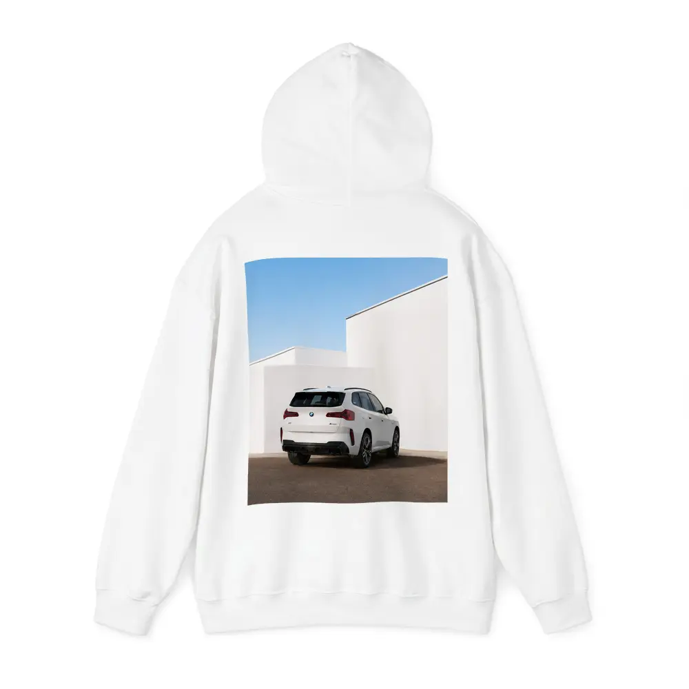 BMW X3 White SUV Minimal Architecture Background – Hoodies