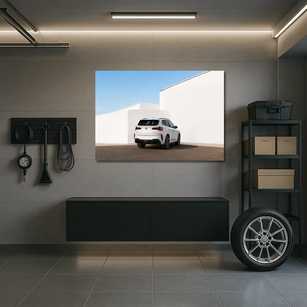 BMW X3 White SUV Minimal Architecture Background – Wall Art