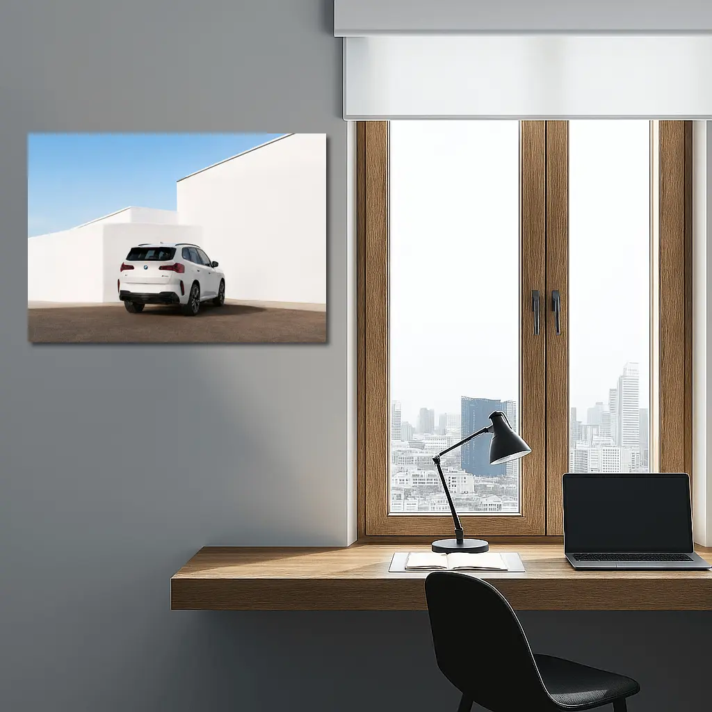 BMW X3 White SUV Minimal Architecture Background – Wall Art