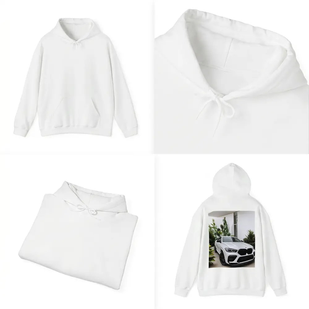 BMW X6M White SUV Tropical Plant Setting – Hoodies