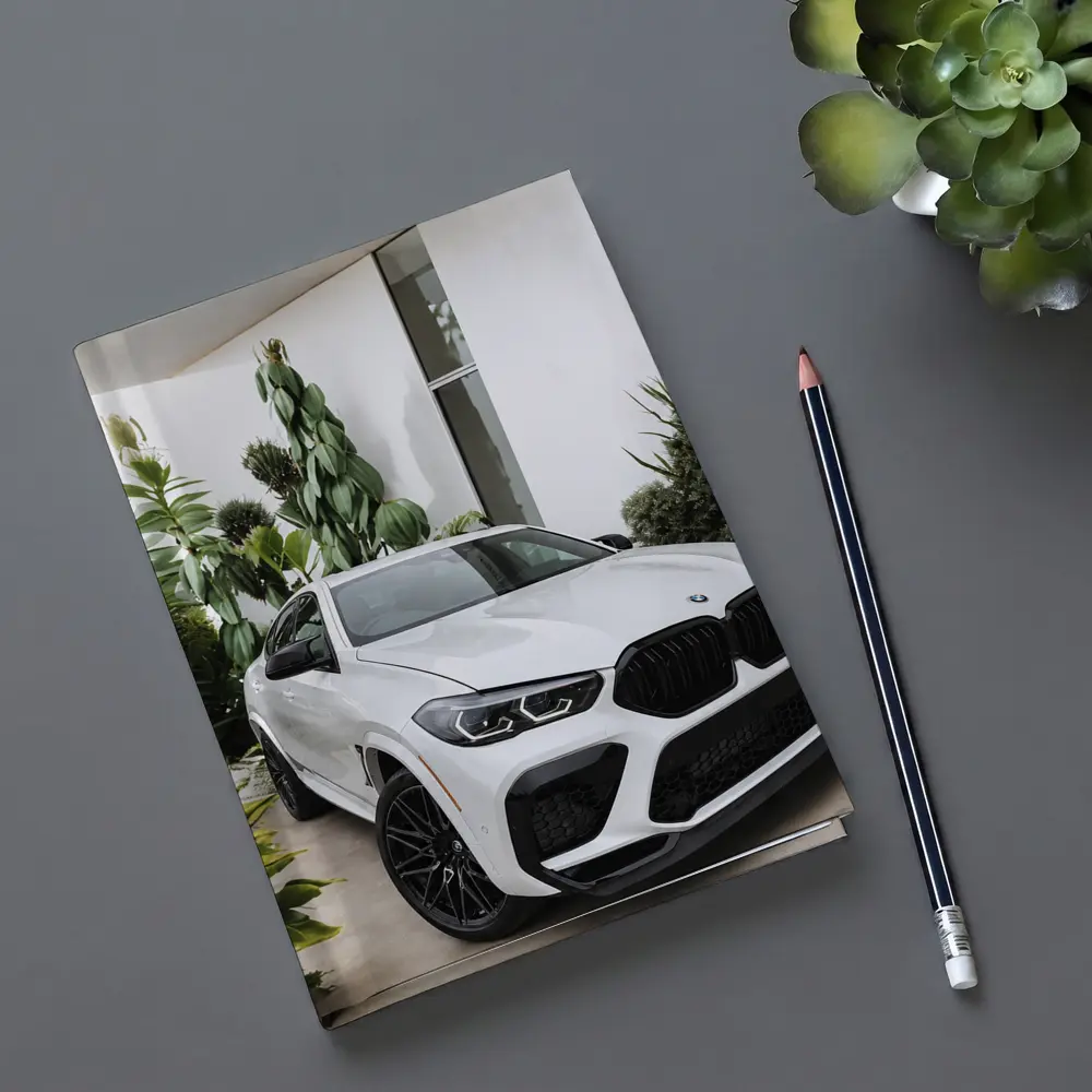 BMW X6M White SUV Tropical Plant Setting – Notebooks