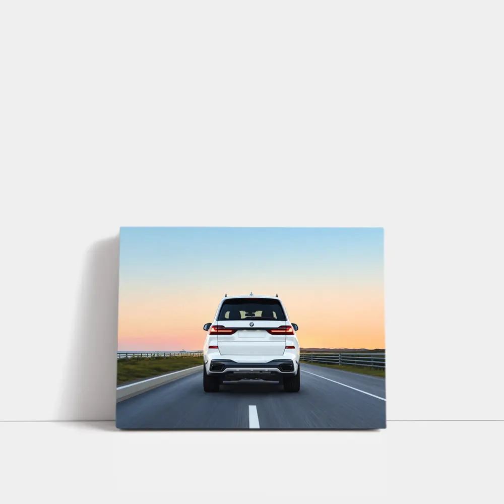 BMW X7 White SUV Sunset Highway Drive – Wall Art