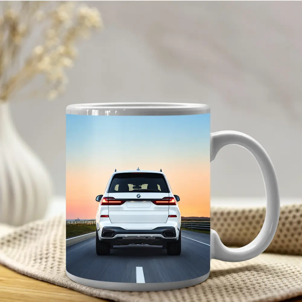 BMW X7 White SUV Sunset Highway Drive – Mugs