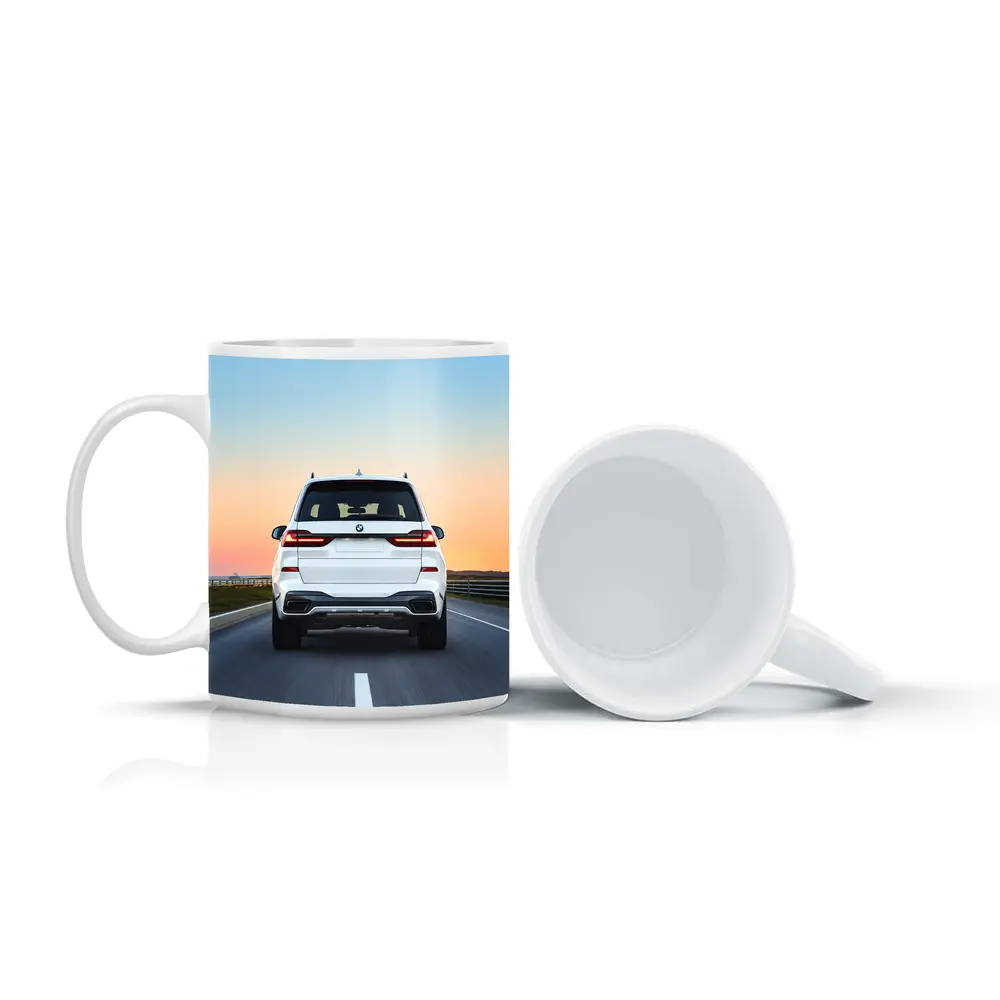BMW X7 White SUV Sunset Highway Drive – Mugs