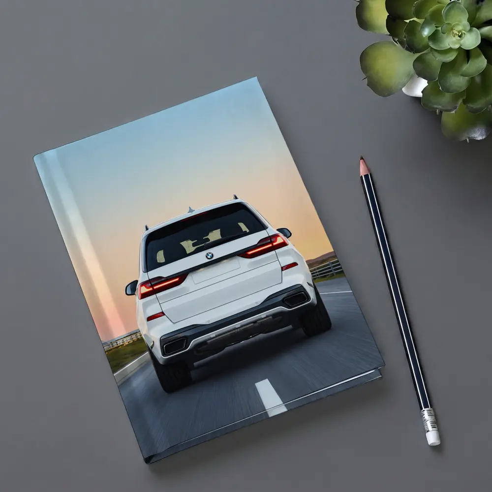 BMW X7 White SUV Sunset Highway Drive – Notebooks