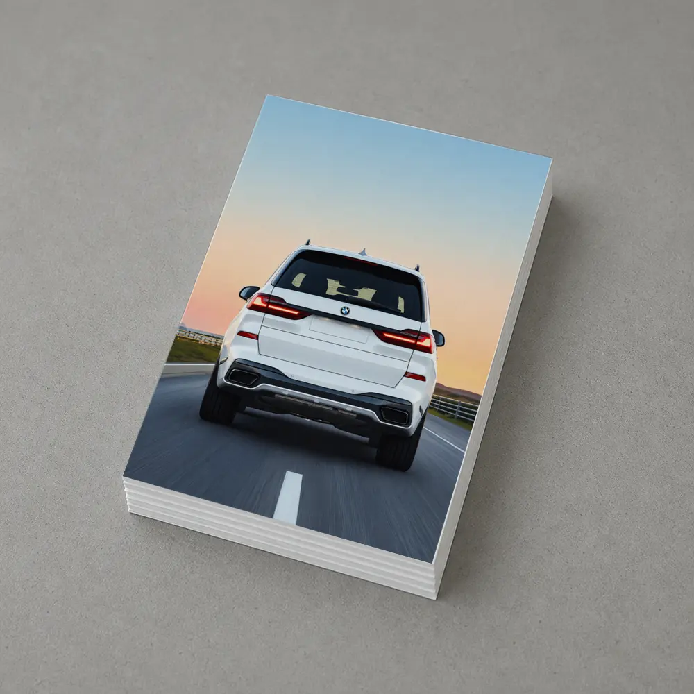 BMW X7 White SUV Sunset Highway Drive – Postcards