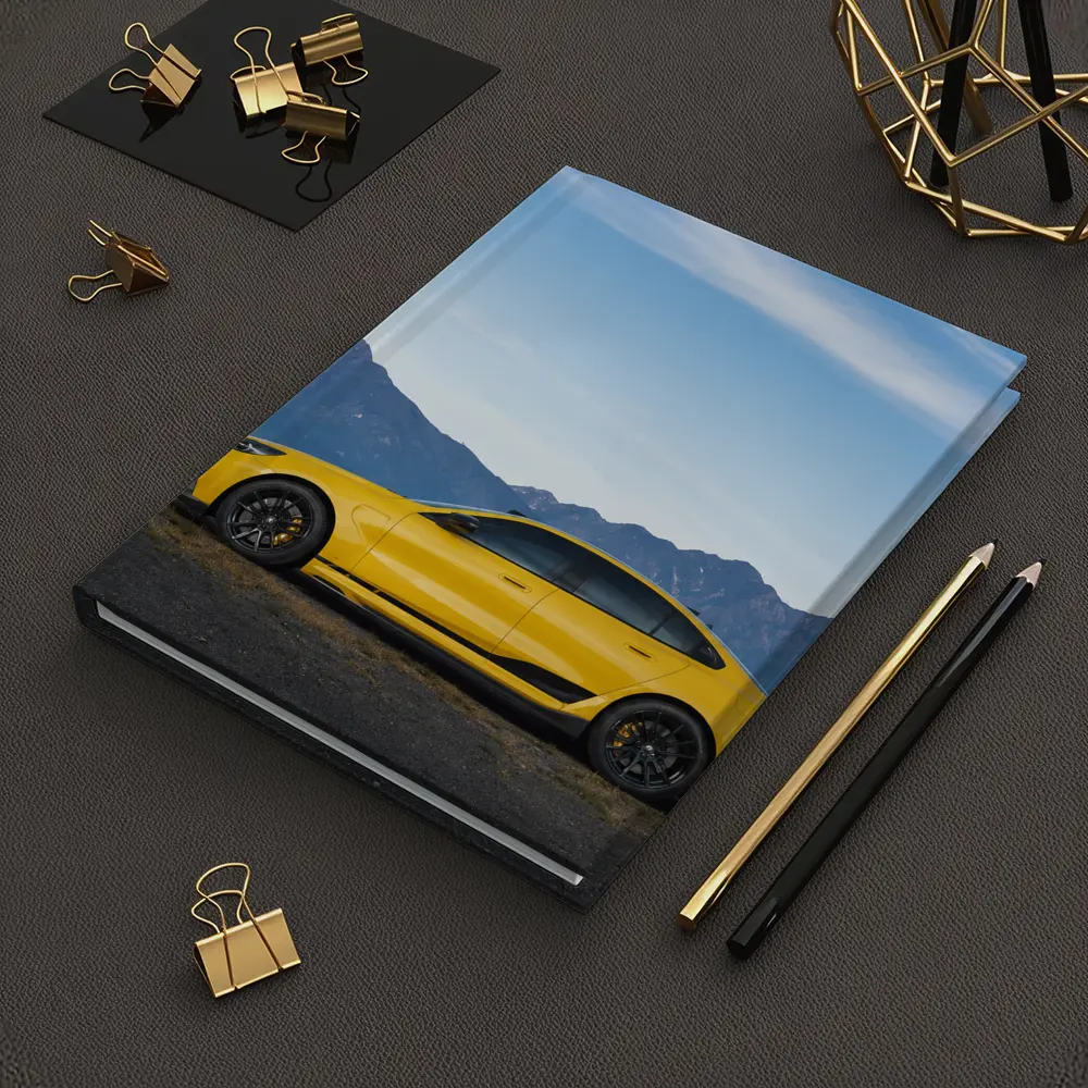 BMW M5 Yellow Coupe Mountain Backdrop – Notebooks