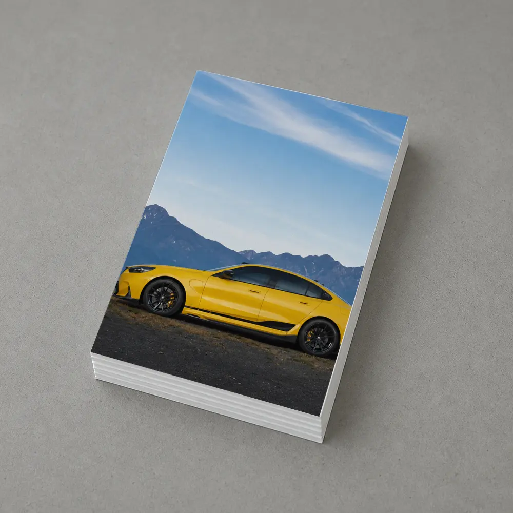 BMW M5 Yellow Coupe Mountain Backdrop – Postcards