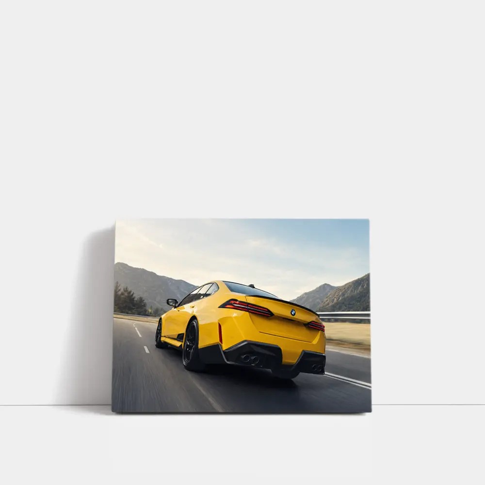 BMW M4 Yellow Coupe Mountain Road – Wall Art