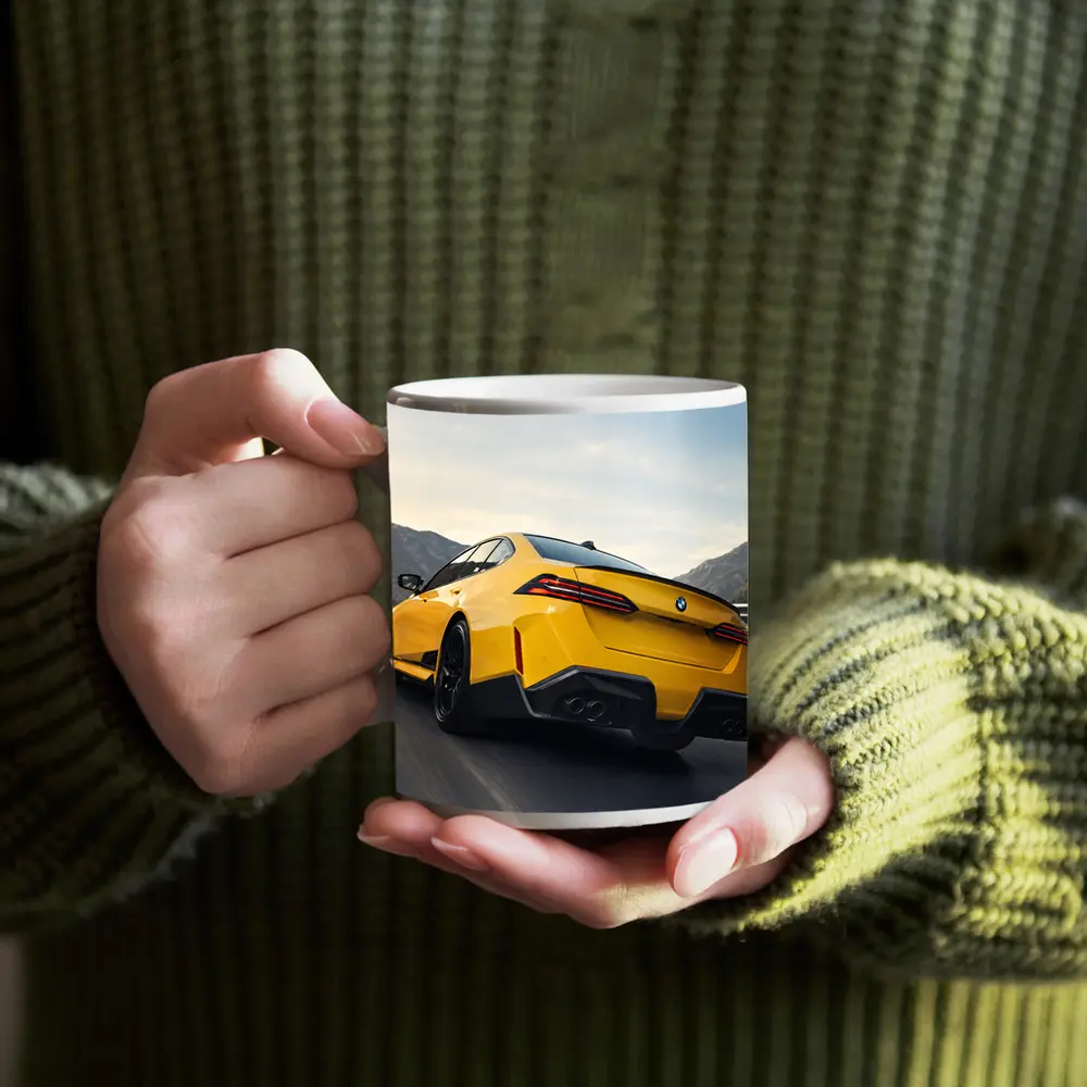 BMW M4 Yellow Coupe Mountain Road – Mugs