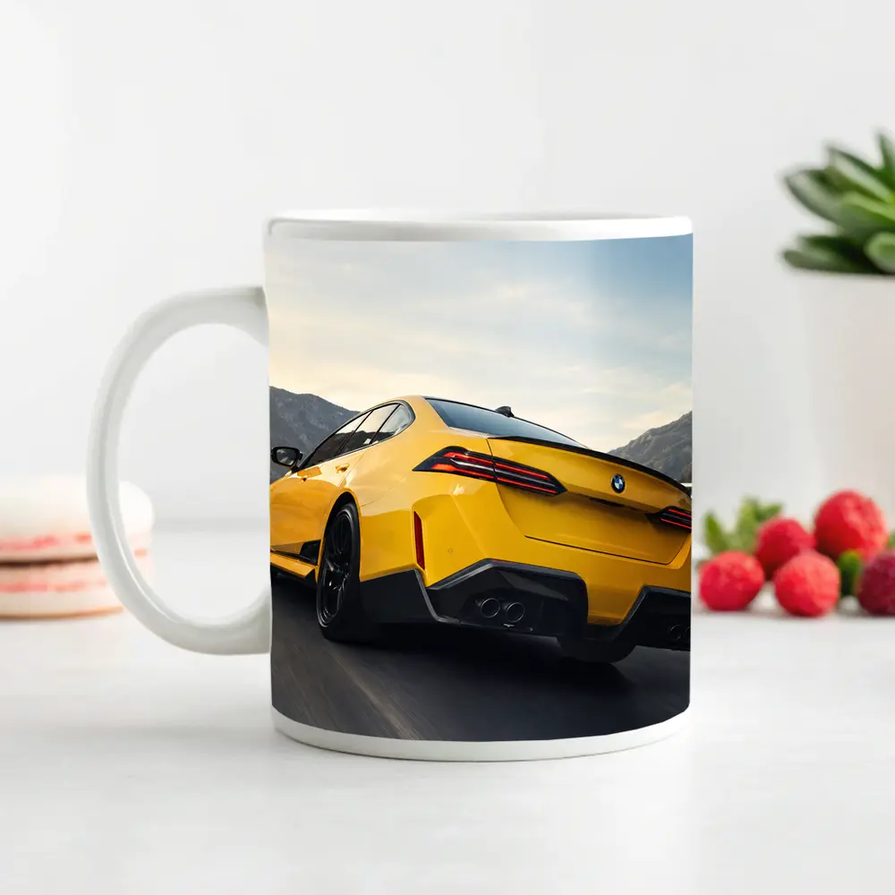 BMW M4 Yellow Coupe Mountain Road – Mugs