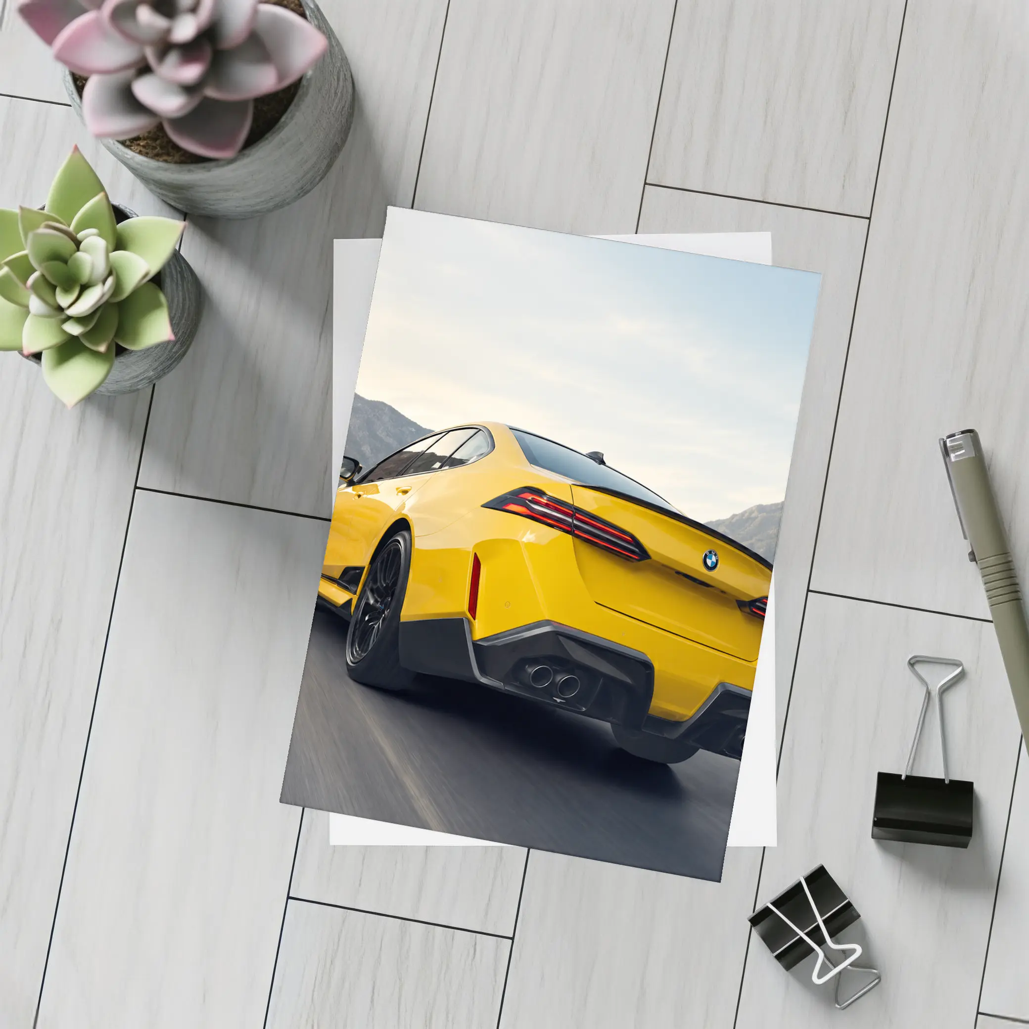 BMW M4 Yellow Coupe Mountain Road – Postcards