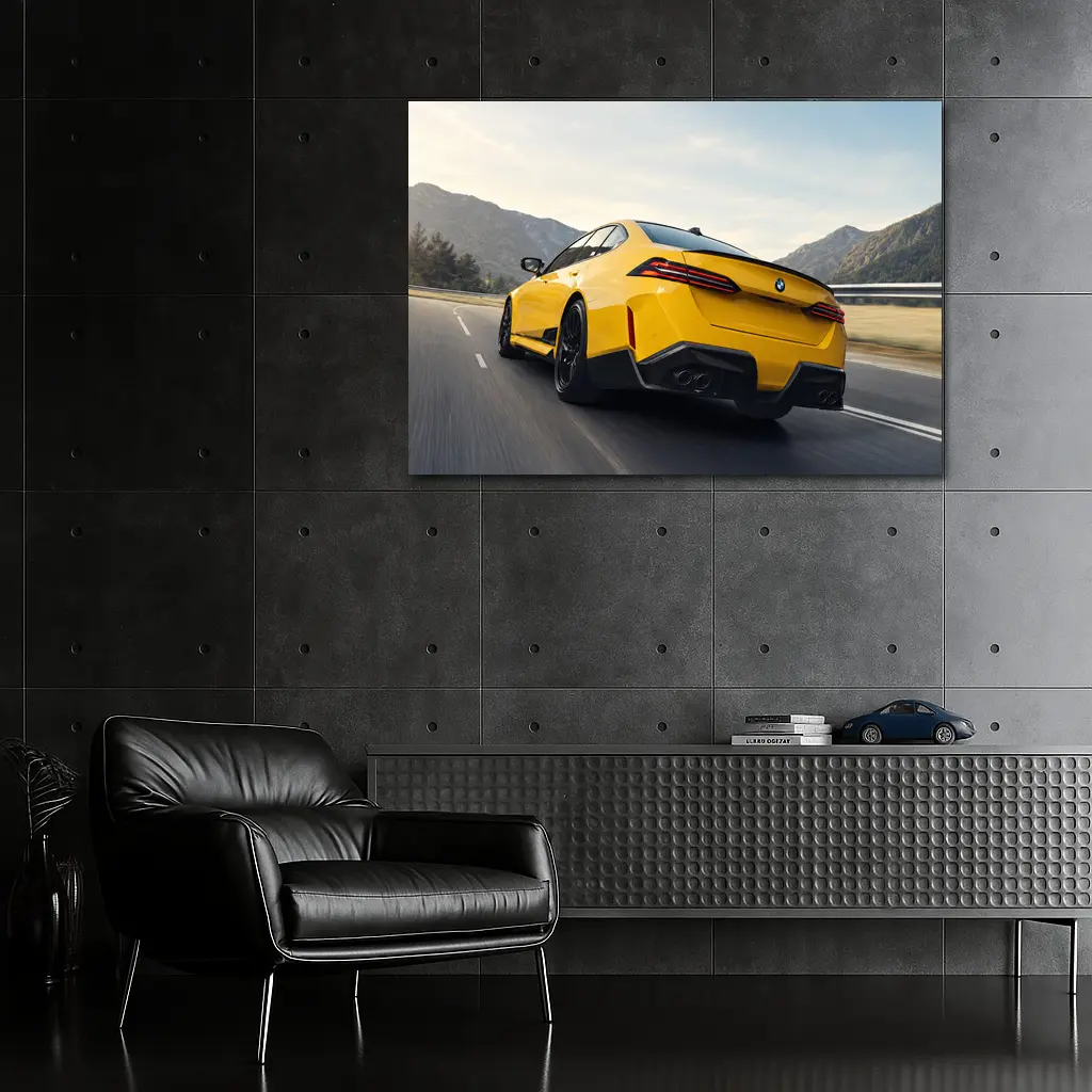BMW M4 Yellow Coupe Mountain Road – Wall Art