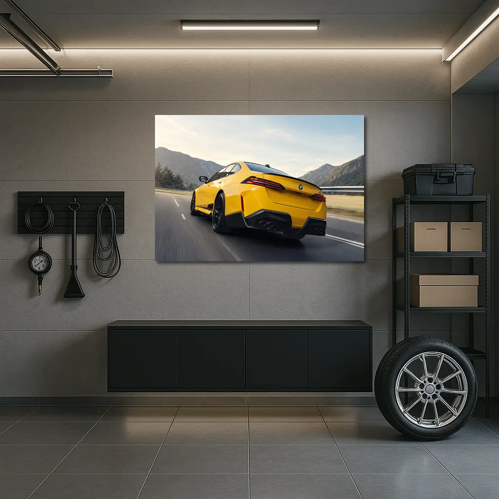 BMW M4 Yellow Coupe Mountain Road – Wall Art