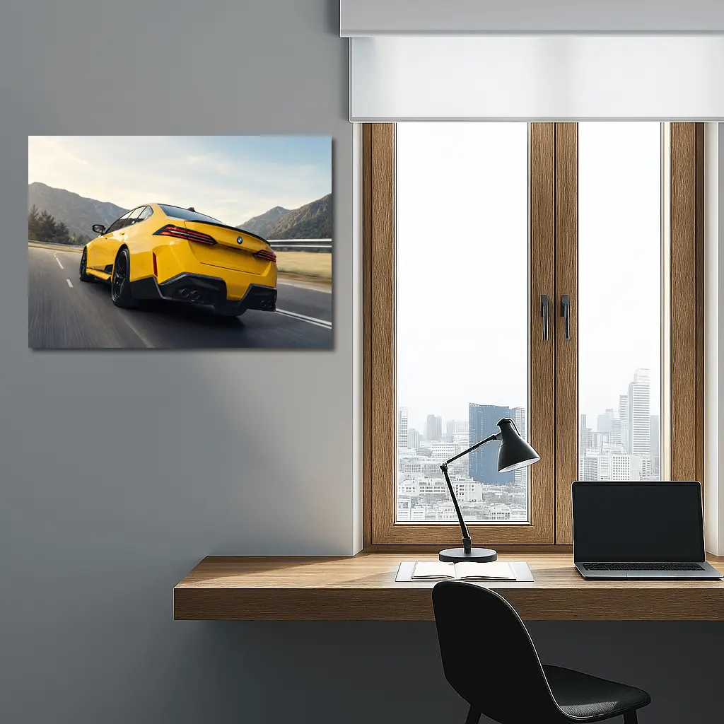 BMW M4 Yellow Coupe Mountain Road – Wall Art