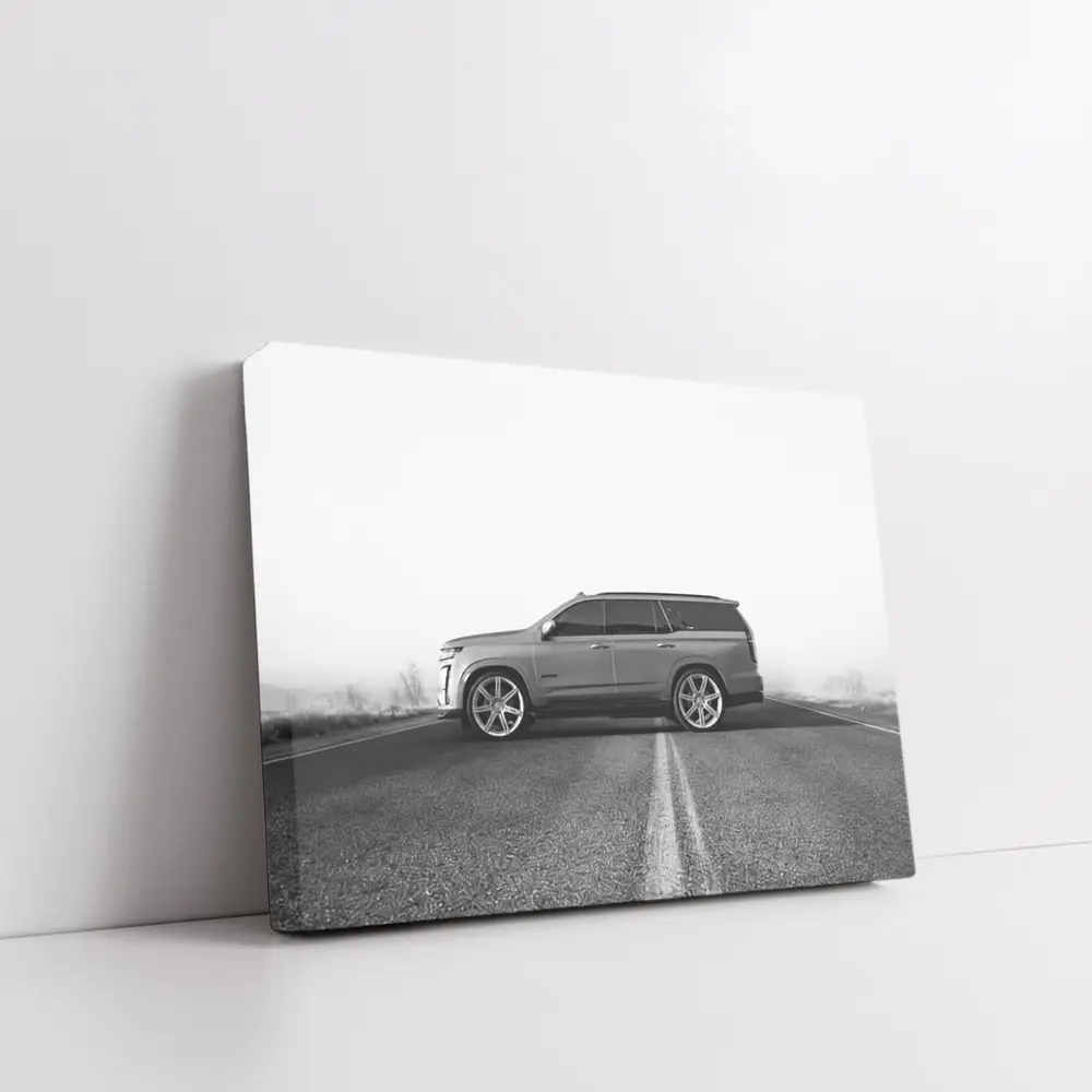 Cadillac Escalade SUV Misty Road Side View – Wall Art