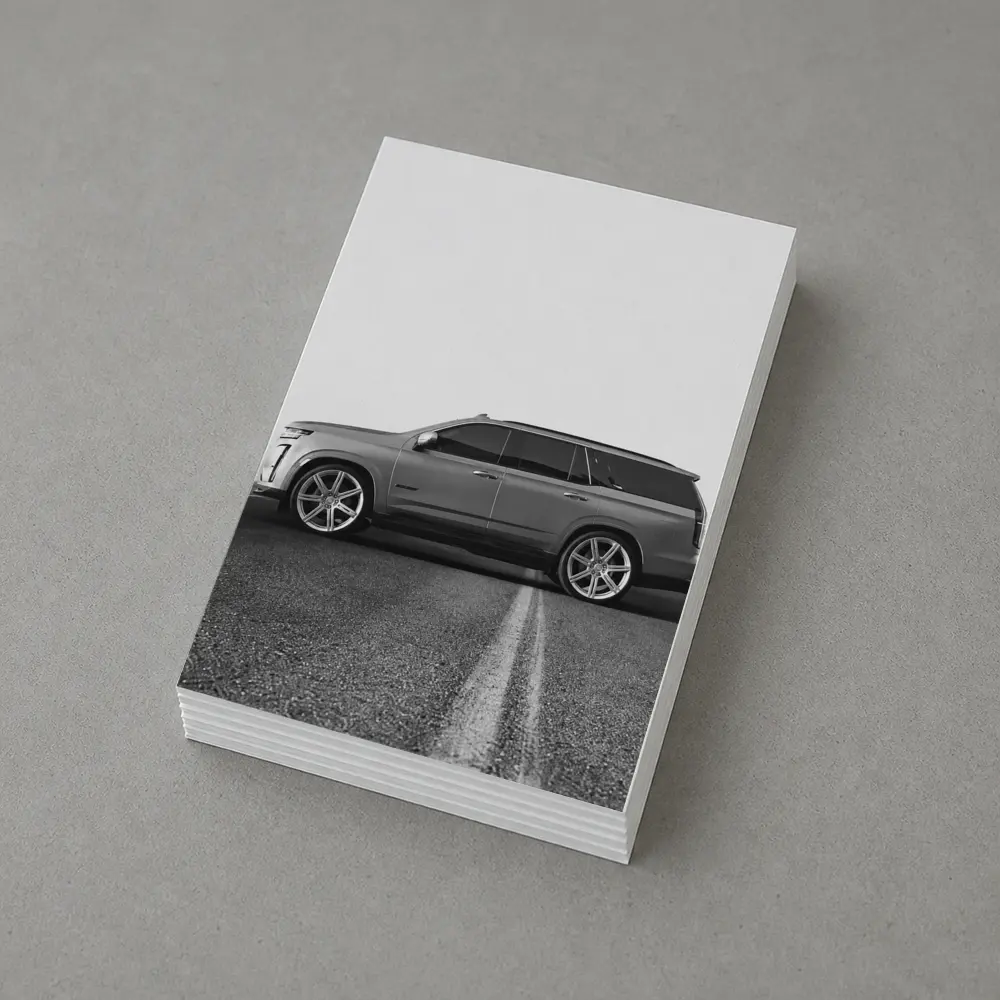 Cadillac Escalade SUV Misty Road Side View – Postcards