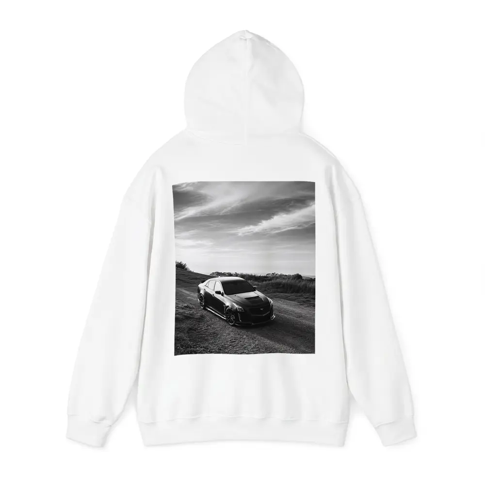Cadillac CTS Black and White Rural Road – Hoodies
