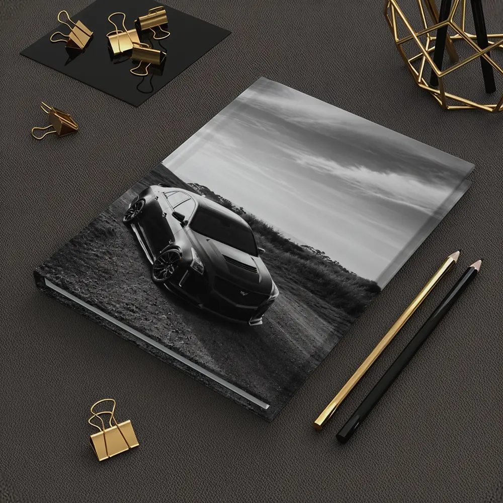 Cadillac CTS Black and White Rural Road – Notebooks