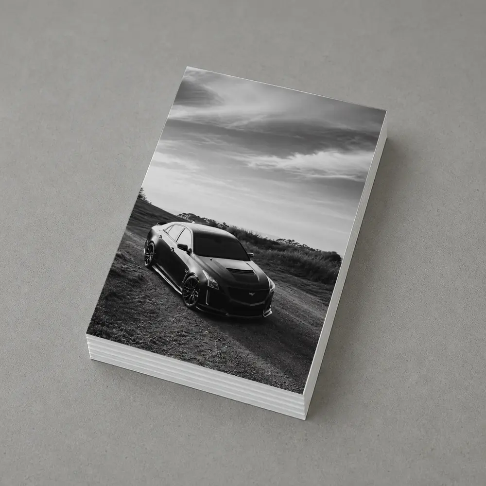 Cadillac CTS Black and White Rural Road – Postcards