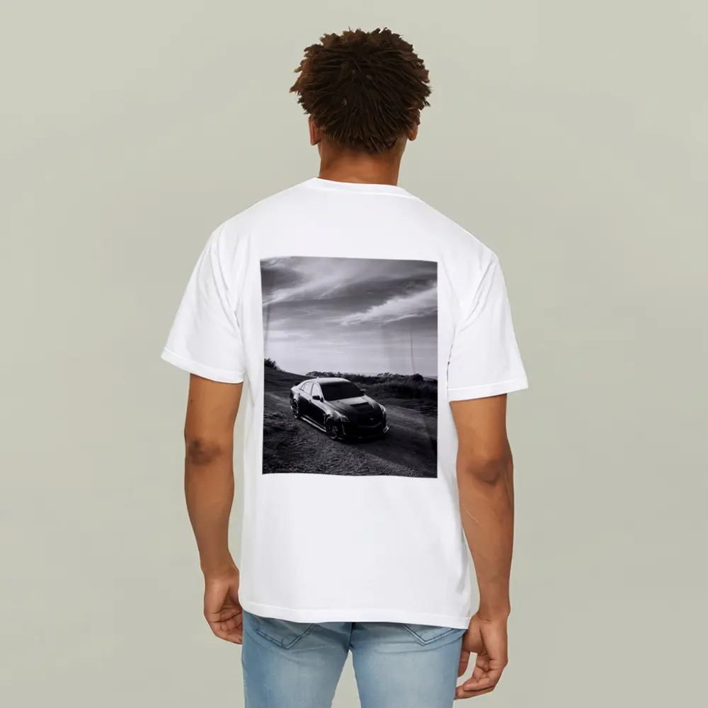 Cadillac CTS Black and White Rural Road – T-Shirts