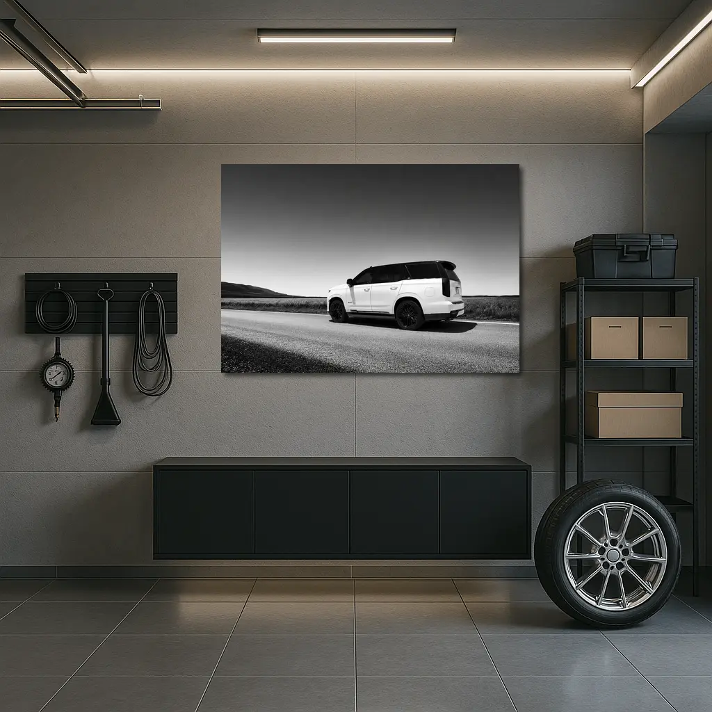 Cadillac Escalade Black White Open Road – Wall Art
