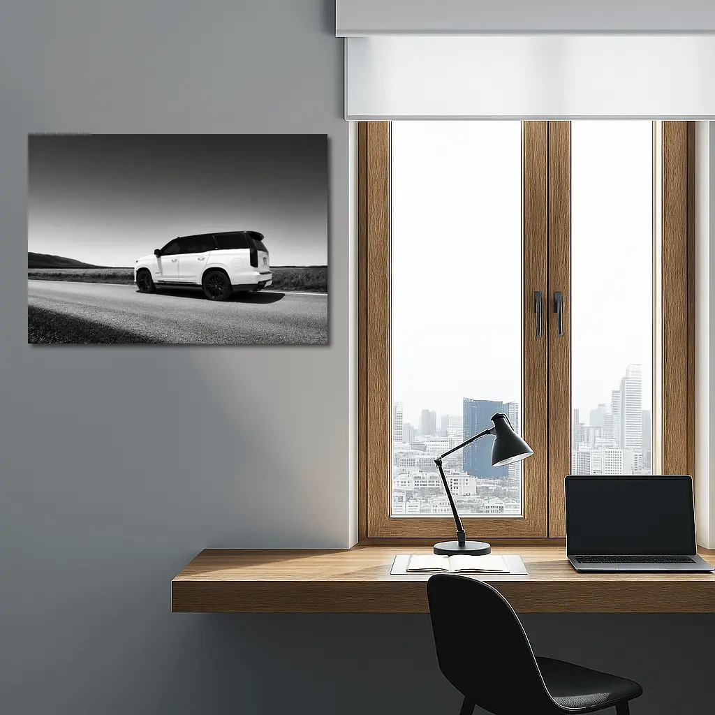 Cadillac Escalade Black White Open Road – Wall Art