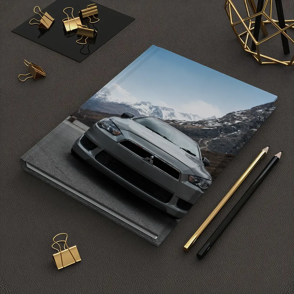 Mitsubishi Lancer Front View Snowy Mountains – Notebooks