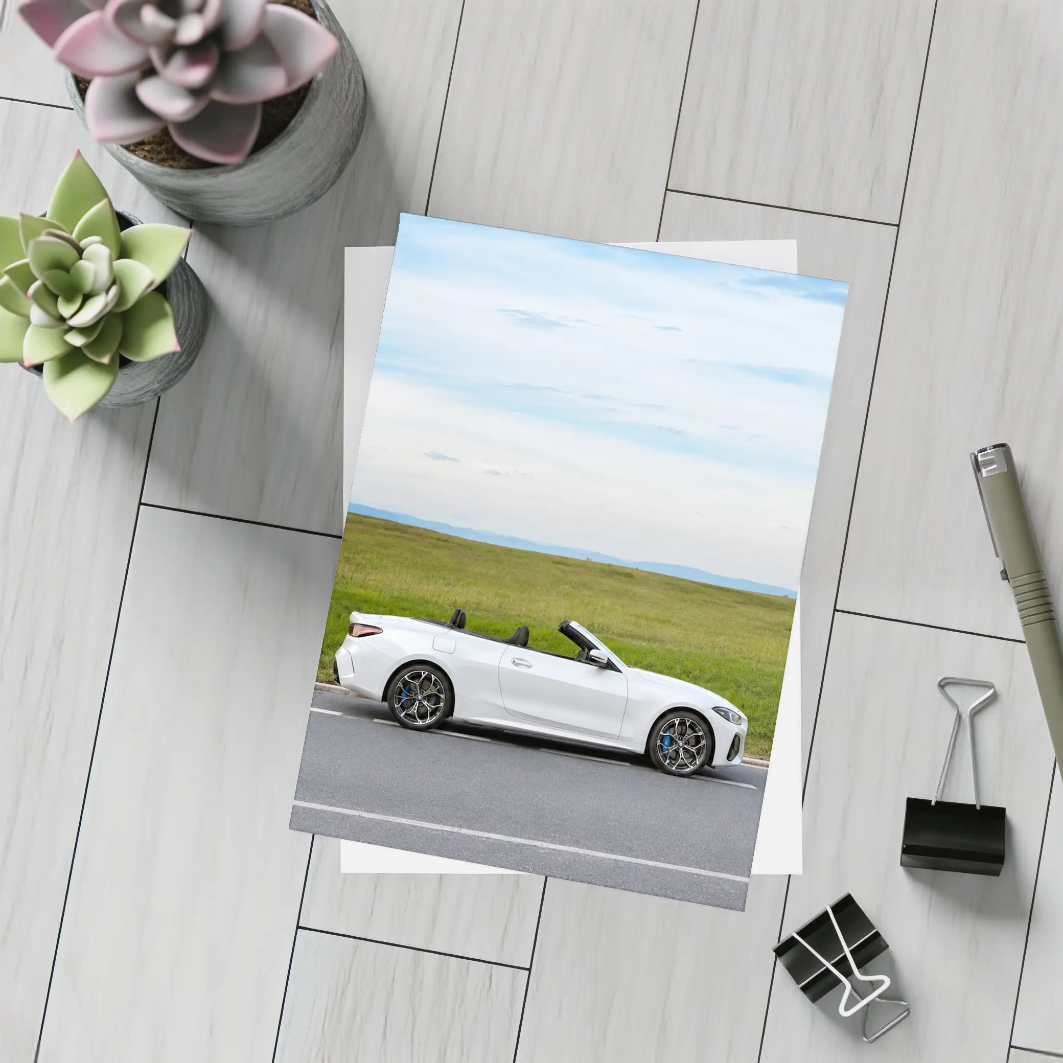 BMW 4 Series Convertible White Open Road – Postcards