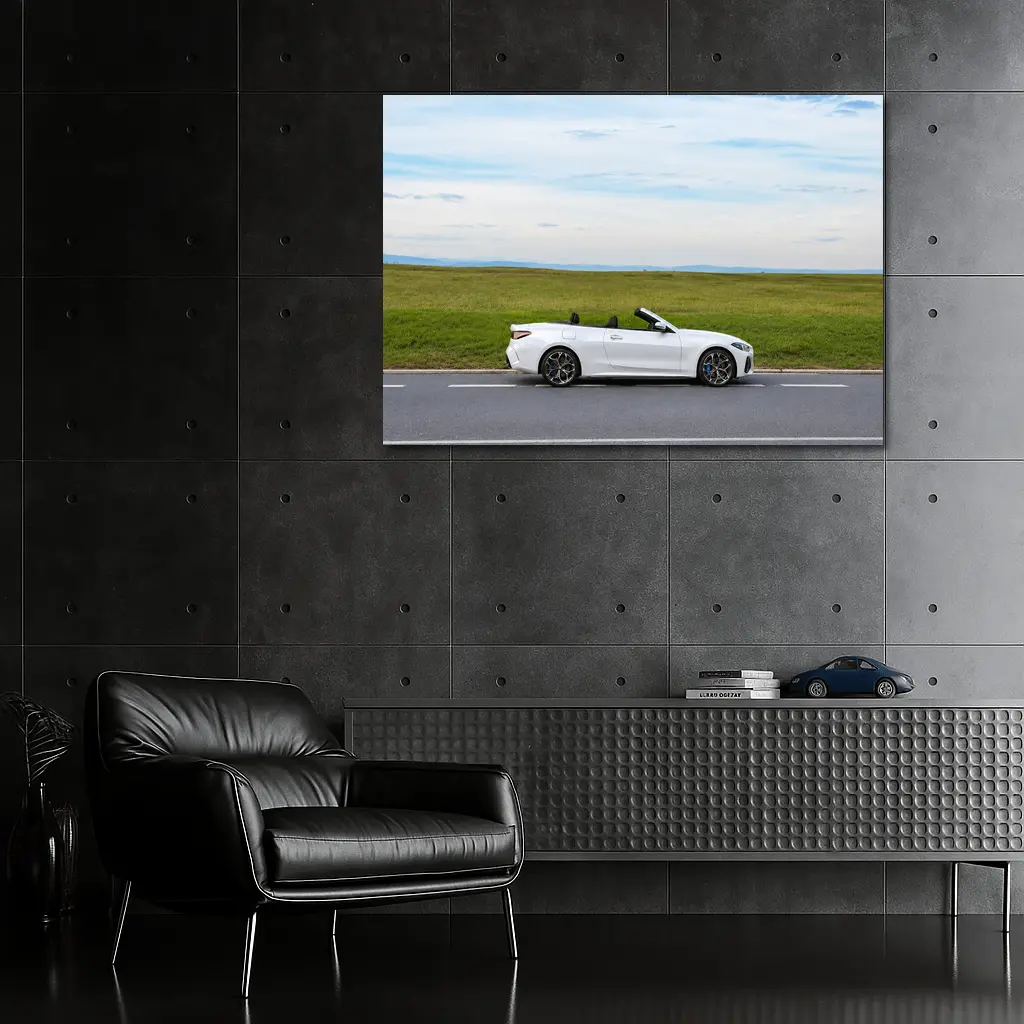 BMW 4 Series Convertible White Open Road – Wall Art