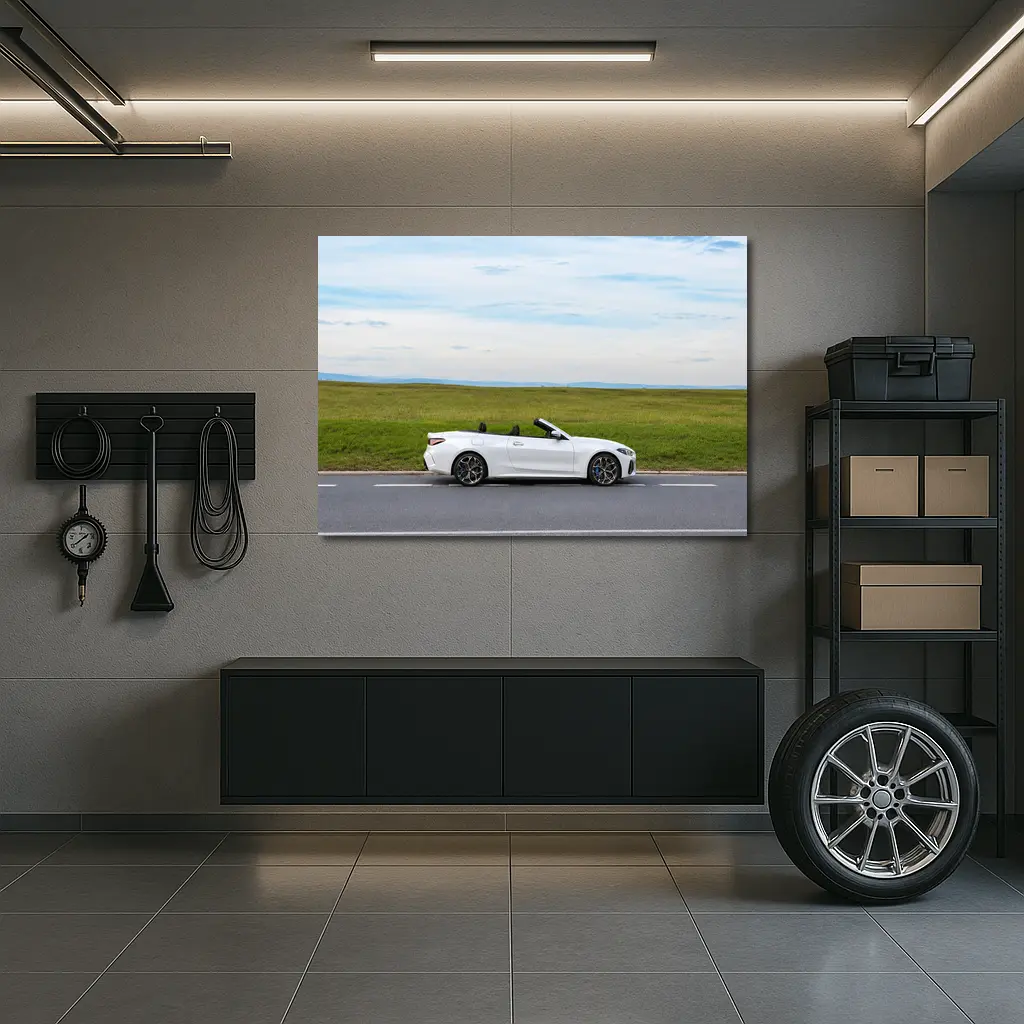BMW 4 Series Convertible White Open Road – Wall Art