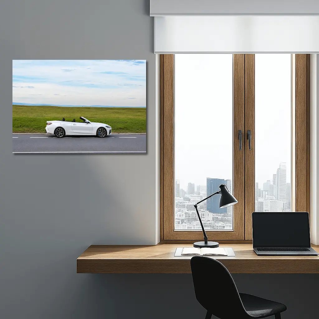 BMW 4 Series Convertible White Open Road – Wall Art