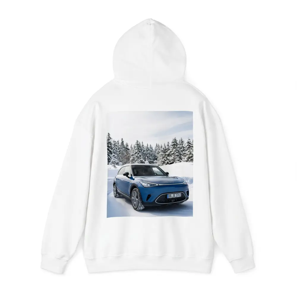 Smart Car Blue SUV Snowy Winter Forest – Hoodies