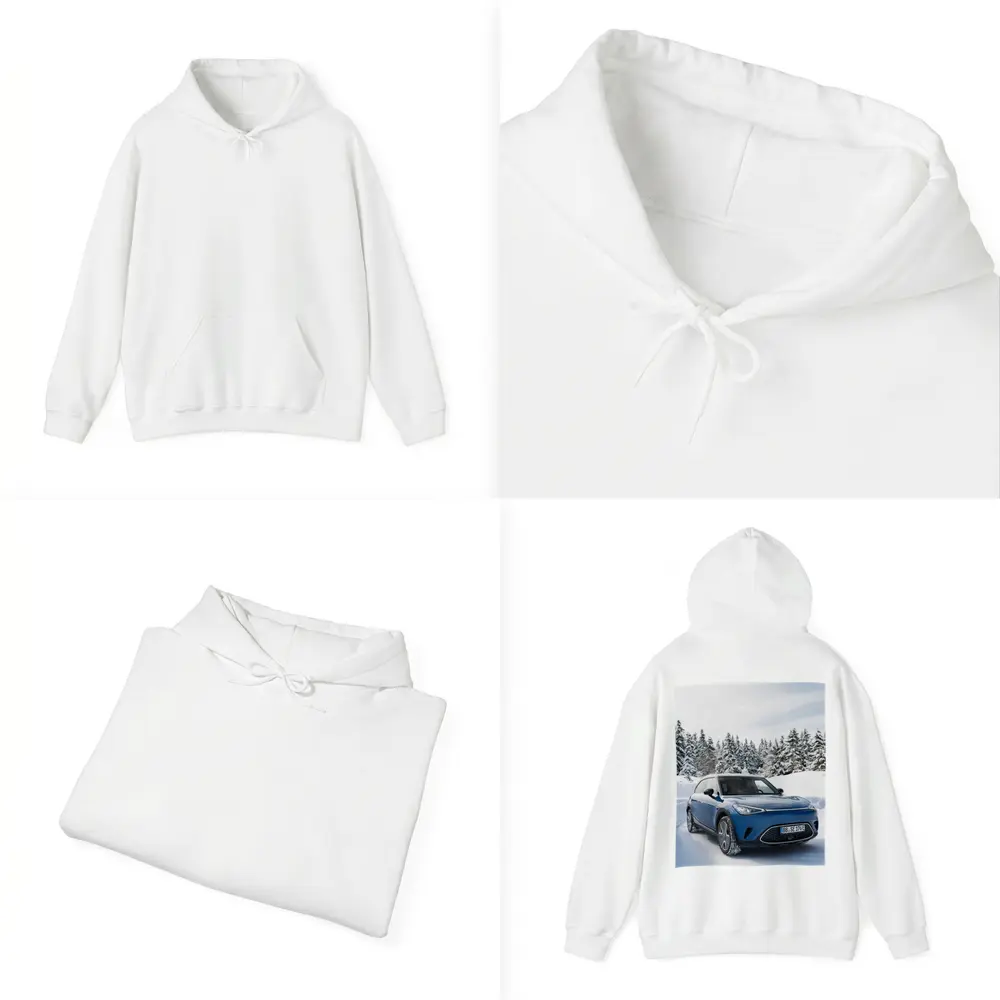 Smart Car Blue SUV Snowy Winter Forest – Hoodies