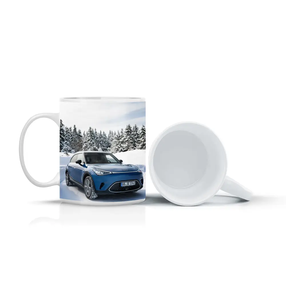 Smart Car Blue SUV Snowy Winter Forest – Mugs