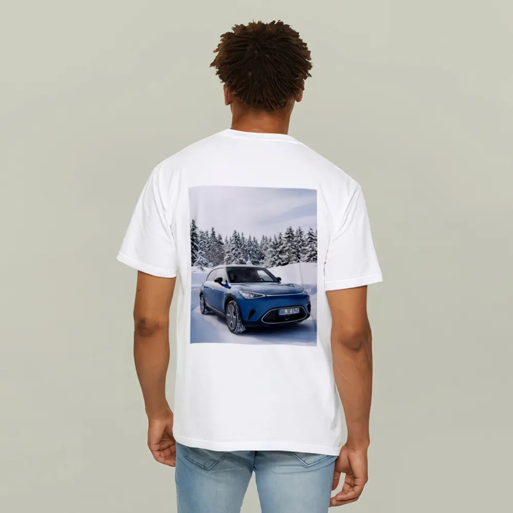 Smart Car Blue SUV Snowy Winter Forest – T-Shirts