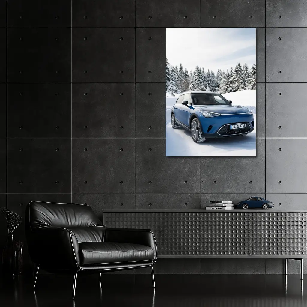 Smart Car Blue SUV Snowy Winter Forest – Wall Art
