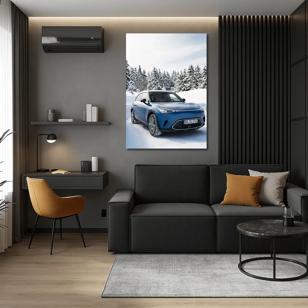 Smart Car Blue SUV Snowy Winter Forest – Wall Art