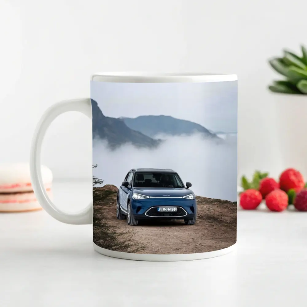 Smart Car Blue Parked Mountain Fog – Mugs