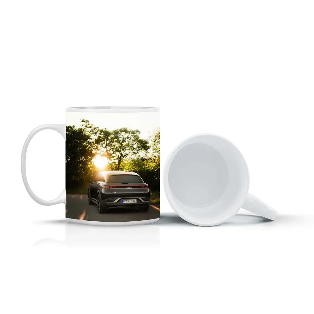 Smart Car Driving Road Golden Sunset Light – Mugs
